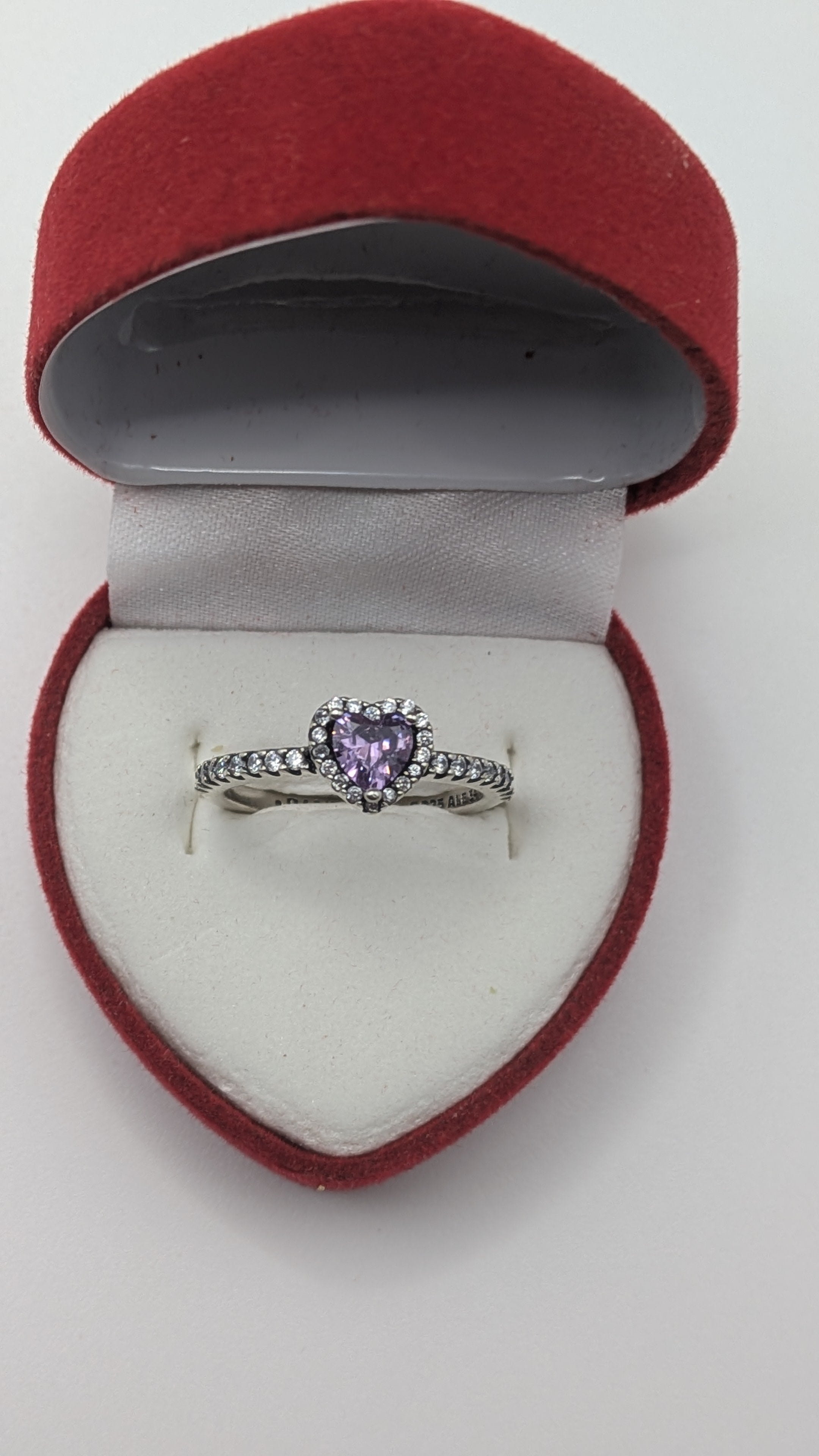 LovRing 925 Sterling Silver Purple Heart Halo Promise Ring