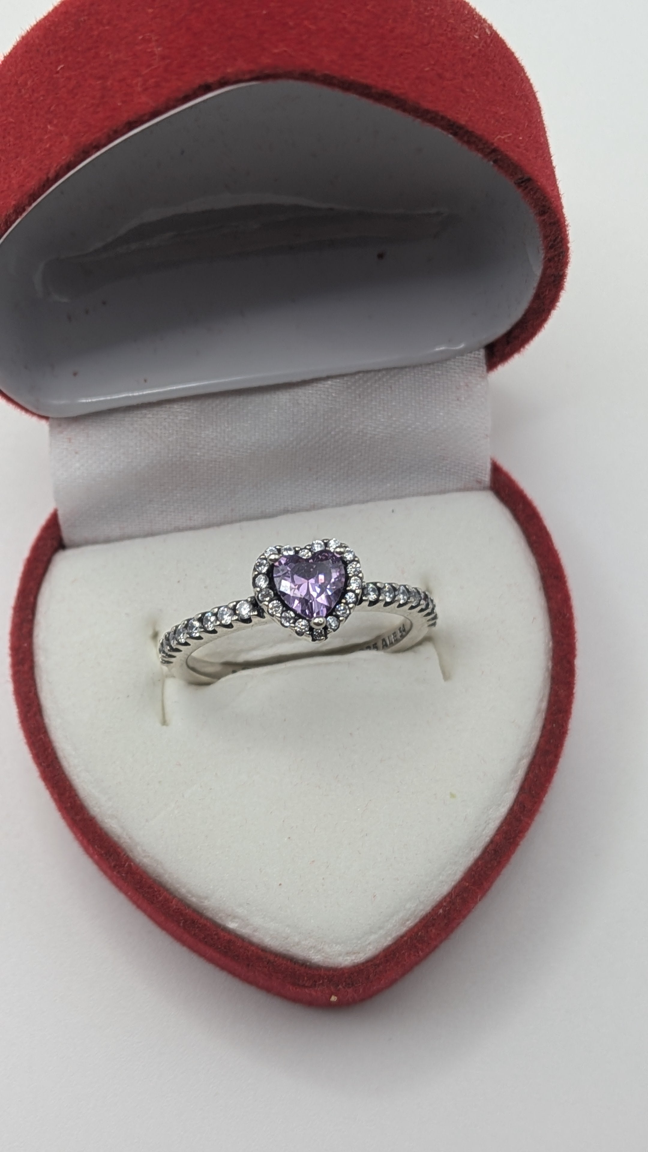 LovRing 925 Sterling Silver Purple Heart Halo Promise Ring