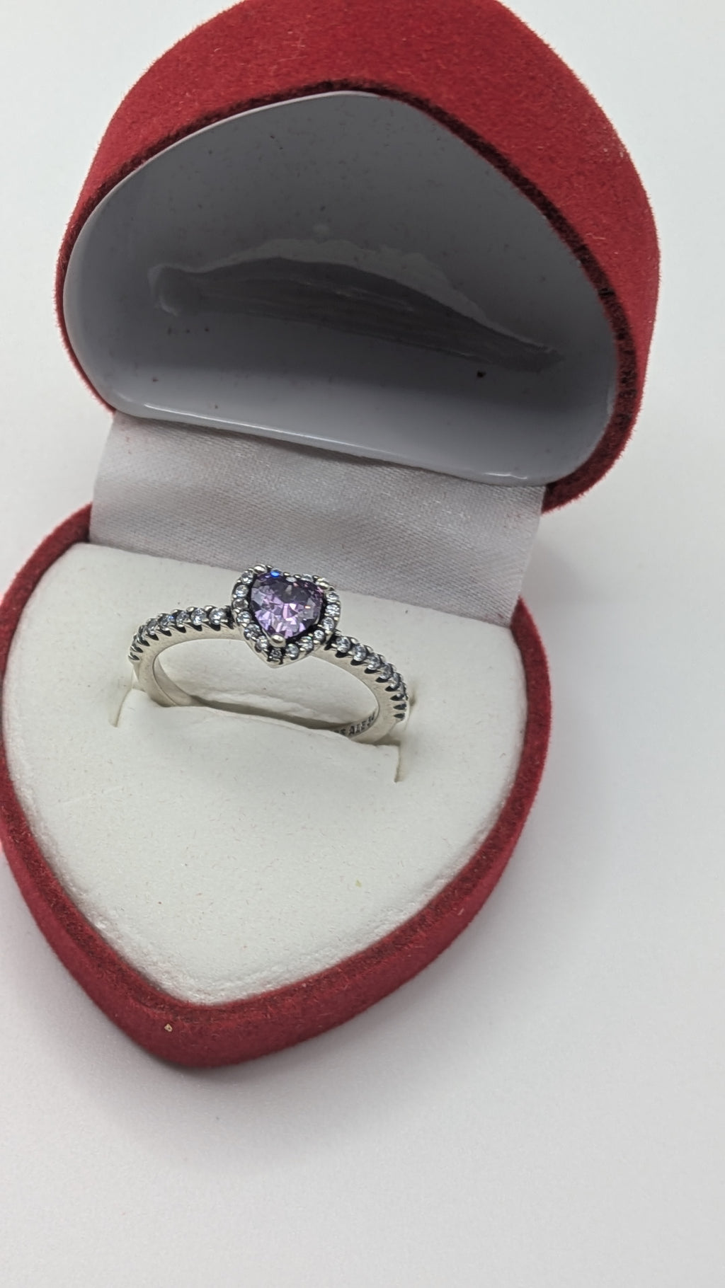 LovRing 925 Sterling Silver Purple Heart Halo Promise Ring