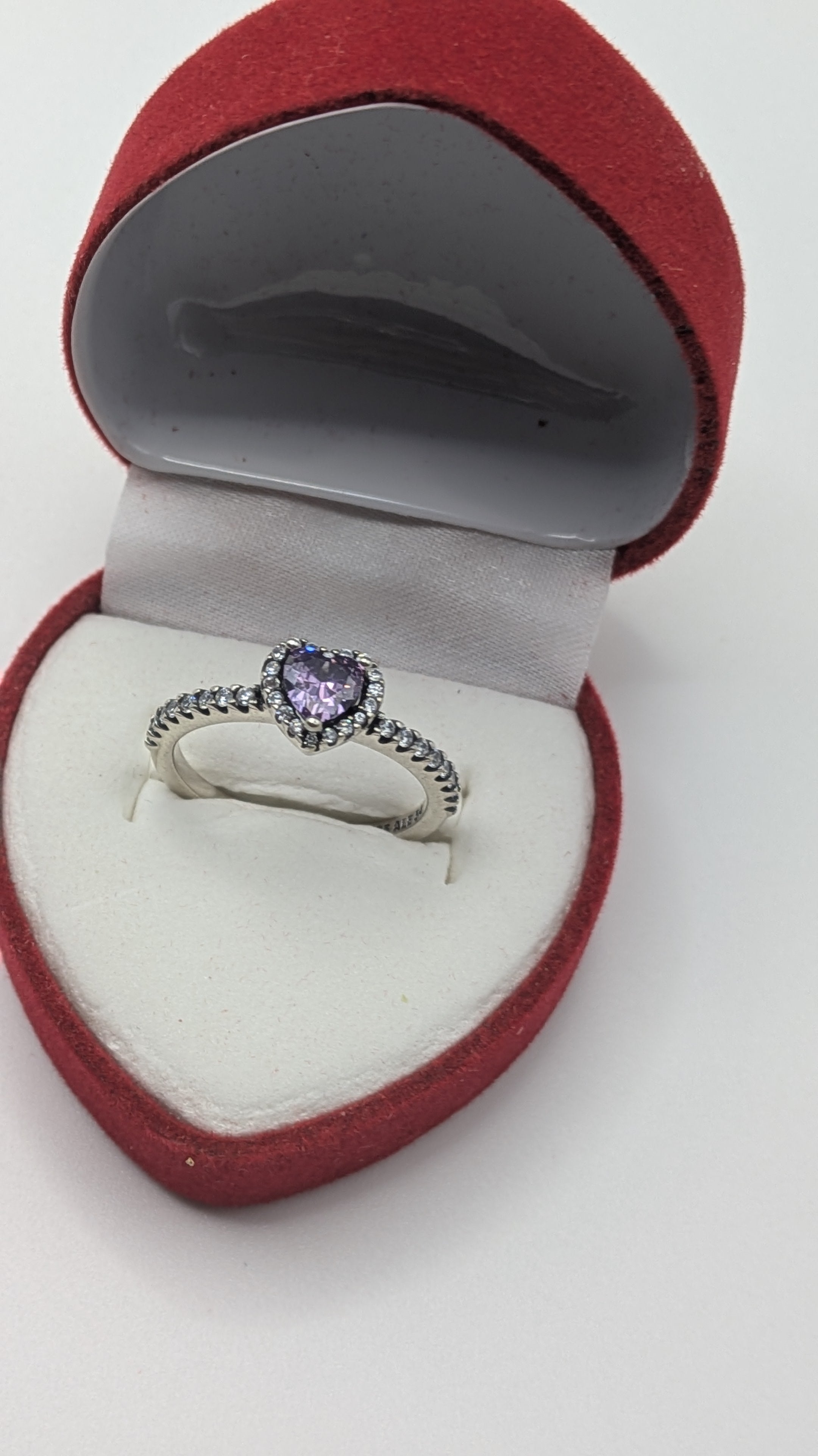 LovRing 925 Sterling Silver Purple Heart Halo Promise Ring