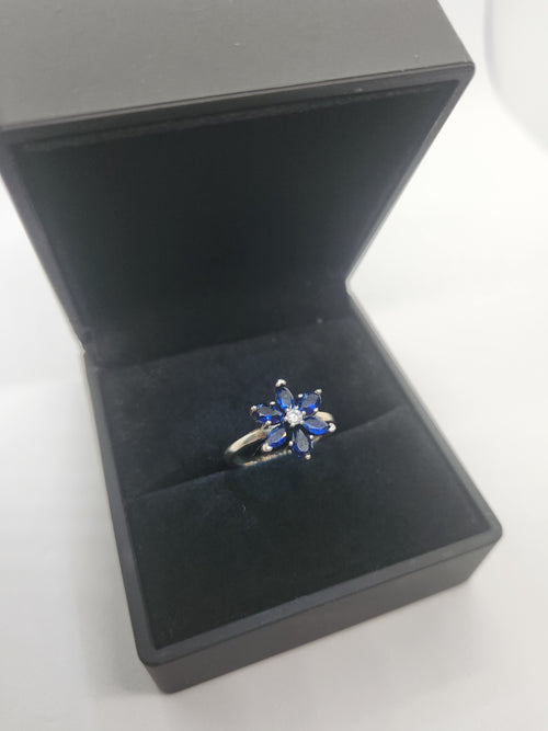 Floral Elegance Sterling Silver Gemstone Ring