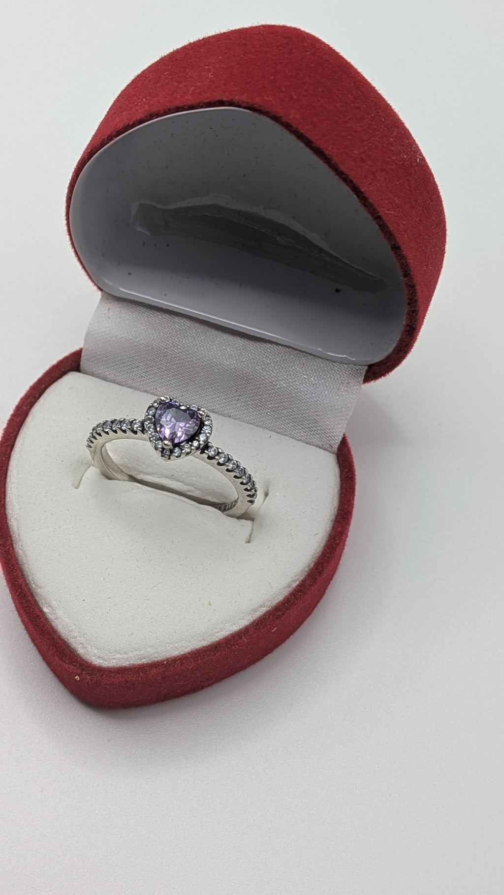 LovRing 925 Sterling Silver Purple Heart Halo Promise Ring