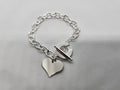 Sterling Silver Heart Charm Toggle Bracelet 925
